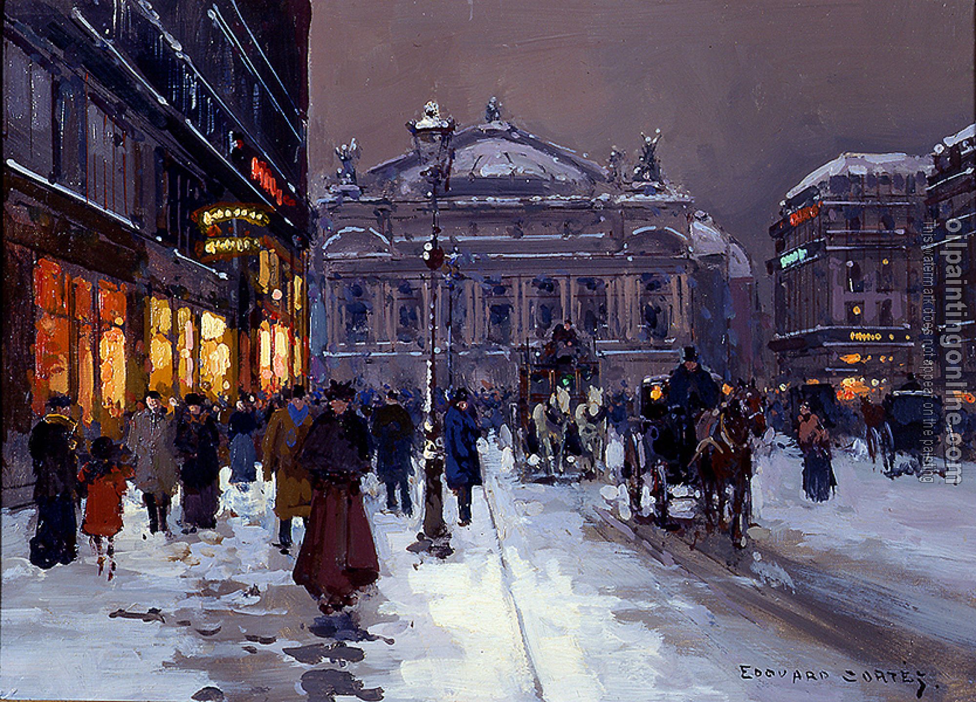 Edouard Cortes - Place de l'Opera in Winter